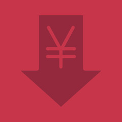 Yen rate falling glyph color icon