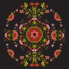 Floral decorative pattern for embroidery. Royal ornament in vint