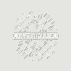 Vintage white geometrical linear 3d vector frame, label for your logo. Vector illustration