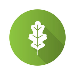 Oak leaf flat design long shadow glyph icon