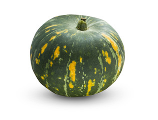 Fresh green  pumpkin cut isolated on white background