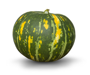 Fresh green  pumpkin cut isolated on white background