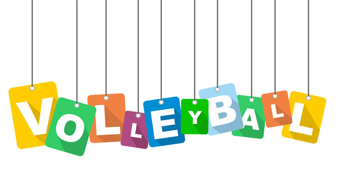 Colorful vector flat design background volleyball. It is well adapted for web design.