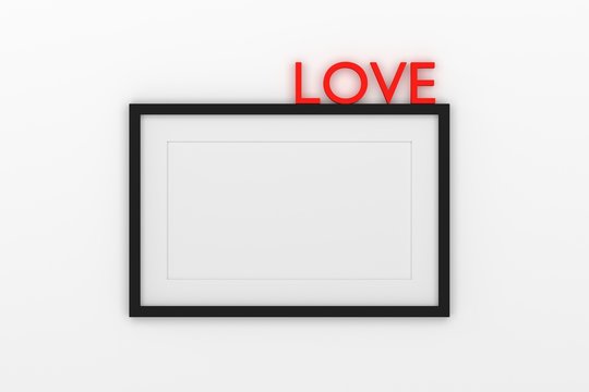 Blank picture frame templates set with LOVE word on white background