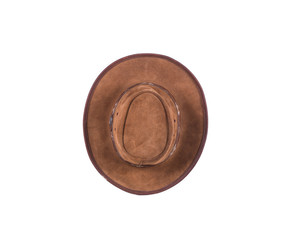 cowboy hat, top view, on white isolated background