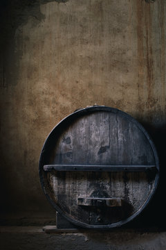 Old Wine Barrel In A Cellar