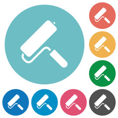 Paint roller flat round icons