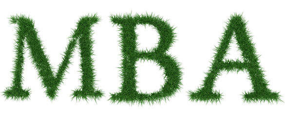 Mba - 3D rendering fresh Grass letters isolated on whhite background.