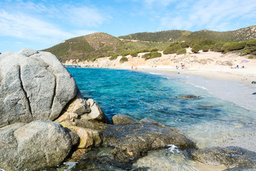 Fototapeta na wymiar Beautiful beach and sea in Villasimius, Sardegna, Italy