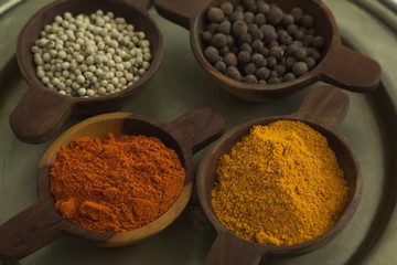 Various type spices in bowl 