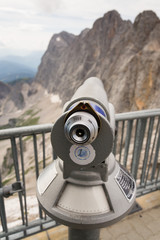 Public telescope on Dachstein glacier in Northern Limestone Alps, Austria