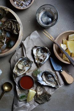 Oysters on half shell.
