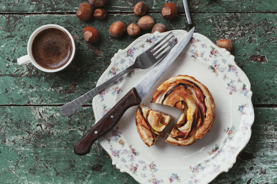 Apple pie  with coffee