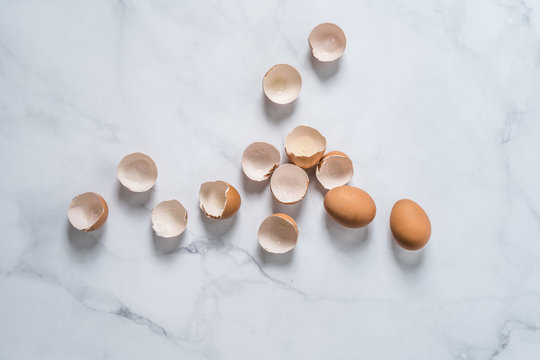 Broken Brown Chicken Eggs