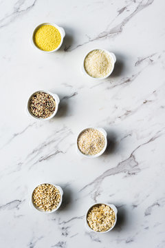 various grains in little dishes