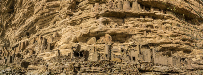 Dogon cliff houses and burial chambers Irelli village UNESCO World Heritage Site Bandiagara...