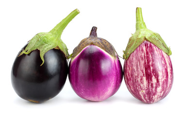 3 eggplants isolated on a white background