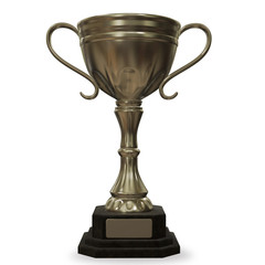 Silver cup trophy isolated on white background