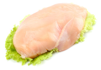 Raw chicken fillet isolated on white background