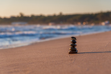 Zen stones on beach