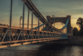 Panoramic view of Grunwaldzki Bridge (Most Grunwaldzki) in Wroclaw, Poland