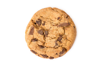 Chocolate chip cookie isolated on white background.
