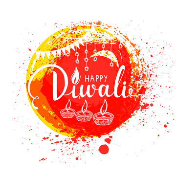 Elegant card design of traditional Indian festival Diwali. Beautiful greeting card for festival of diwali celebration.