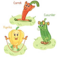 Vegetables engage in sports part 2 / There are carrot, paprika and cucumber