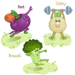 Vegetables engage in sports part 3 / There are beet root, celery and broccoly