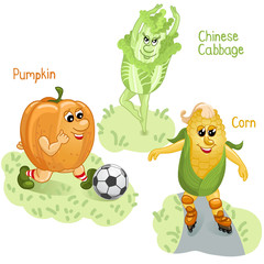 Vegetables engage in sports part 4 / There are pumpkin, Chinese cabbage and corn