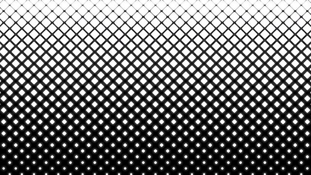 White squares pattern on black. Computer generated seamless loop abstract halftone motion background.
