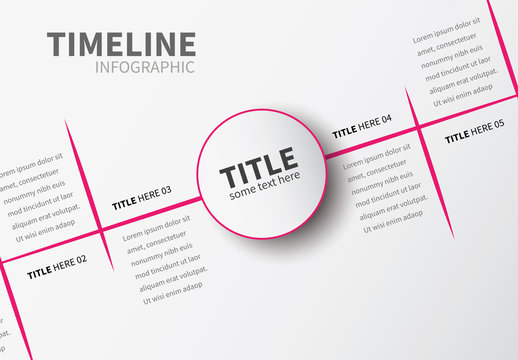 Horizontal Timeline Infographic with Pink Lines Layout 1
