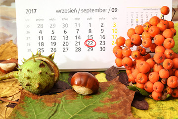 Kalendarz - 22 września 2017. Pierwszy dzień jesieni.