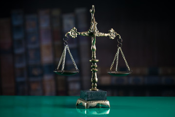 Courtroom concept with law symbols