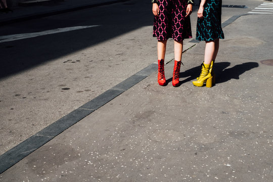 Colourful Boots on Two Fashion Models