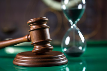 Courtroom concept with law symbols