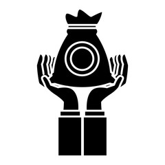 Hand with Bag of money icon vector illustration graphic design