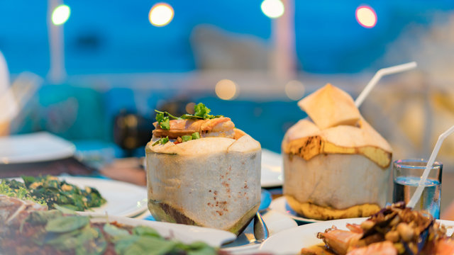 Tom Yum Kung specialties for dinner with coconut,Thailand