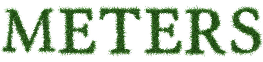 Meters - 3D rendering fresh Grass letters isolated on whhite background.