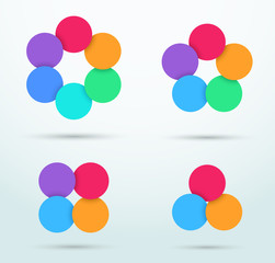 Infographic Colourful Circle Segments Linked Template Set