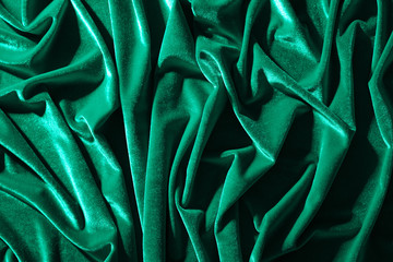 cyan green velvet textile for background or texture