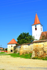 Fortified medieval saxon church in Bruiu - Braller, a commune in Sibiu County, Transylvania, Romania. The settlement was founded by the Saxon colonists in the middle of the 12th century