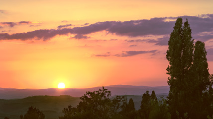 sunset in tuscany
