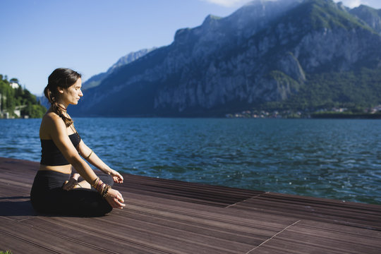 Woman doing meditation in the morning