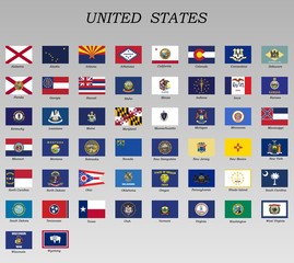 all flags of states of usa - obrazy, fototapety, plakaty