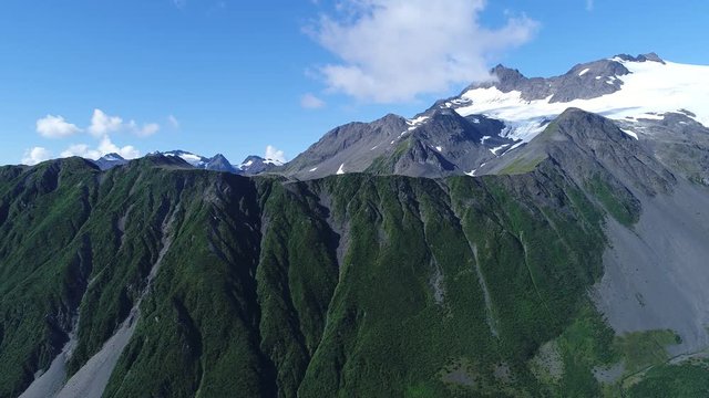 Arial 4k shots of a glacier and it's surroundings in Alaska