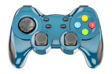 Blue game controller, 3D rendering © alexlmx