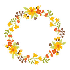 Naklejka na ściany i meble Vector Autumn Floral Wreath