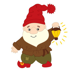 Vector Gnome with Lantern
