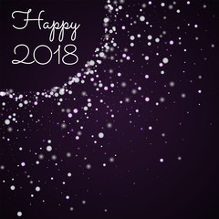 Happy 2018 greeting card. Beautiful falling snow background. Beautiful falling snow on deep purple background. Charming vector illustration.